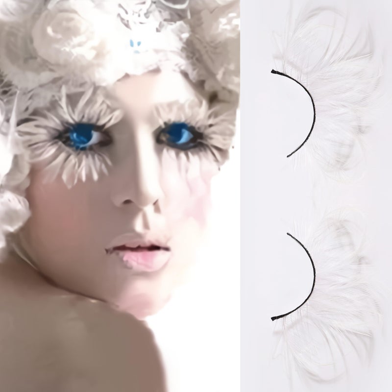 Dorisue White halloween lashes Peacock feather eyelashes The White Queen Dramatic eyelashes - Image 1